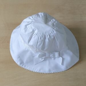 Janie And Jack Baby White Poplin Sun Hat 6-12 Months 100% Cotton
